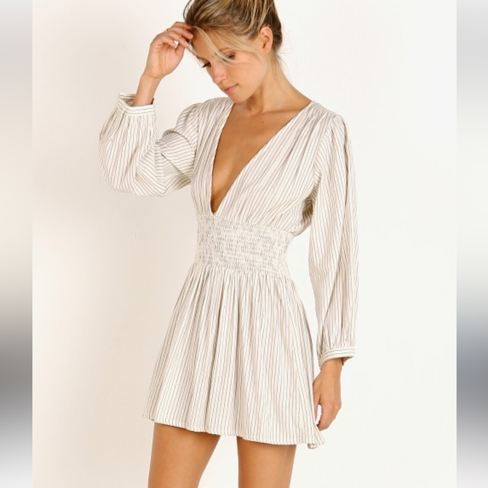 Cleobella Sadie Striped Mini Dress Ivory
